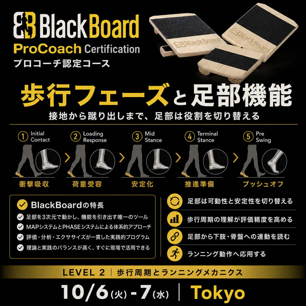 BlackBoard PRO Coach Level 2 歩行フェーズと足部機能