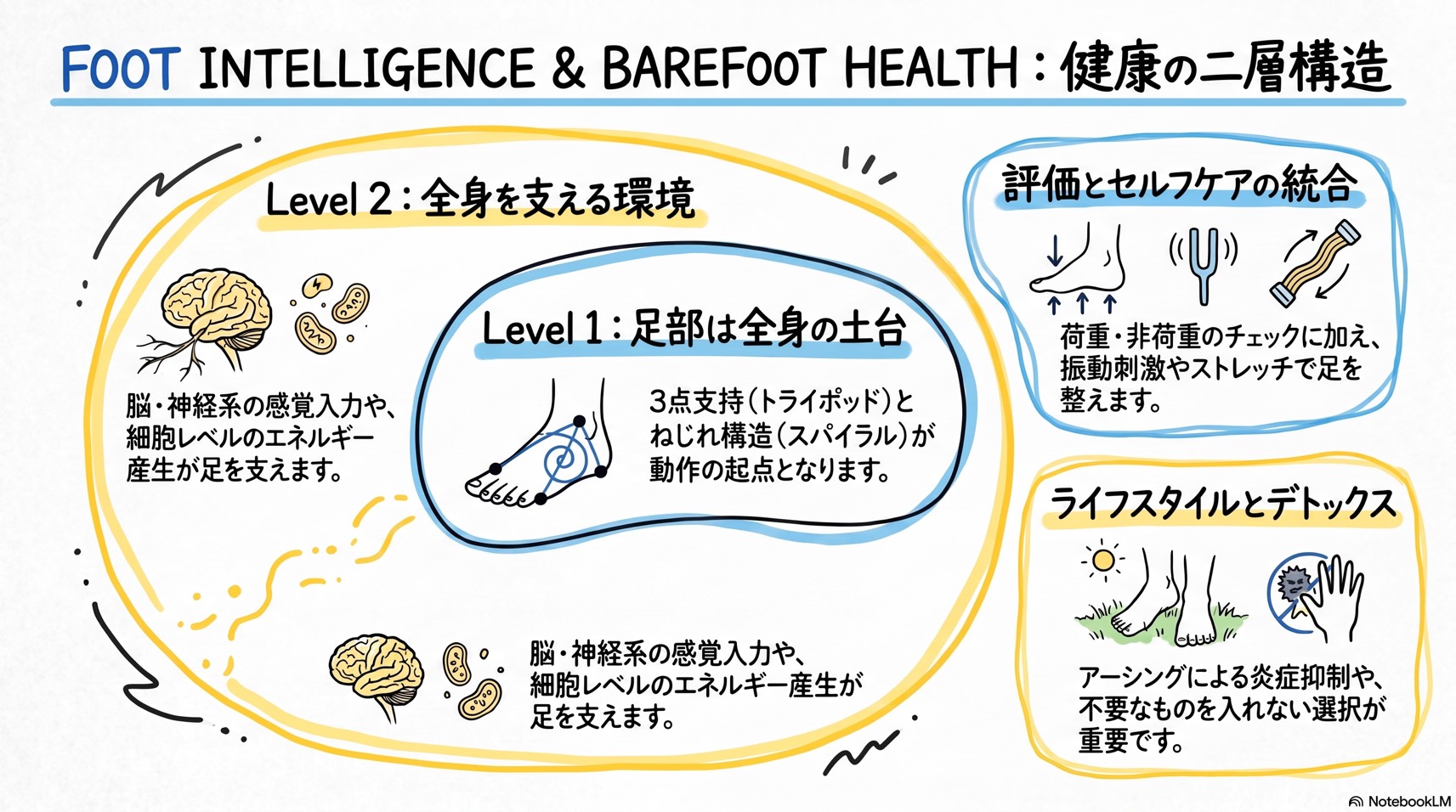 FOOT INTELLIGENCE & BAREFOOT HEALTH: 健康の二層構造